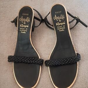 Vintage Amalfi Ragoni Black Braided Leather Sandals